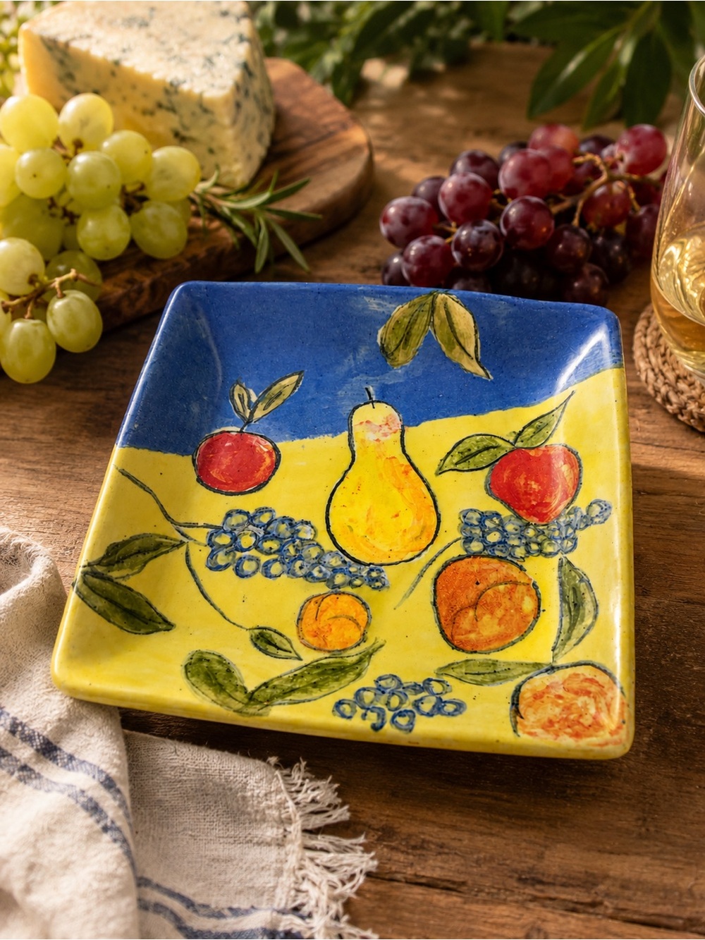 Handmade Studio Pottery Fruit Plate | Signed Ceramic | 7”